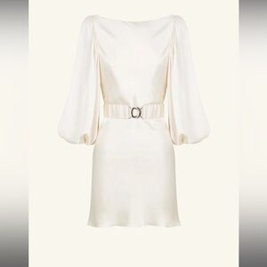 Shona joy mini dress - La Lune Balloon Sleeve Mini Dress With Belt - Cream